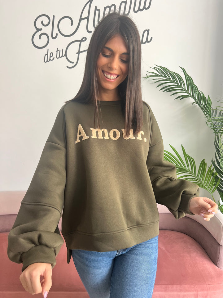 Sudadera Amour verde militar