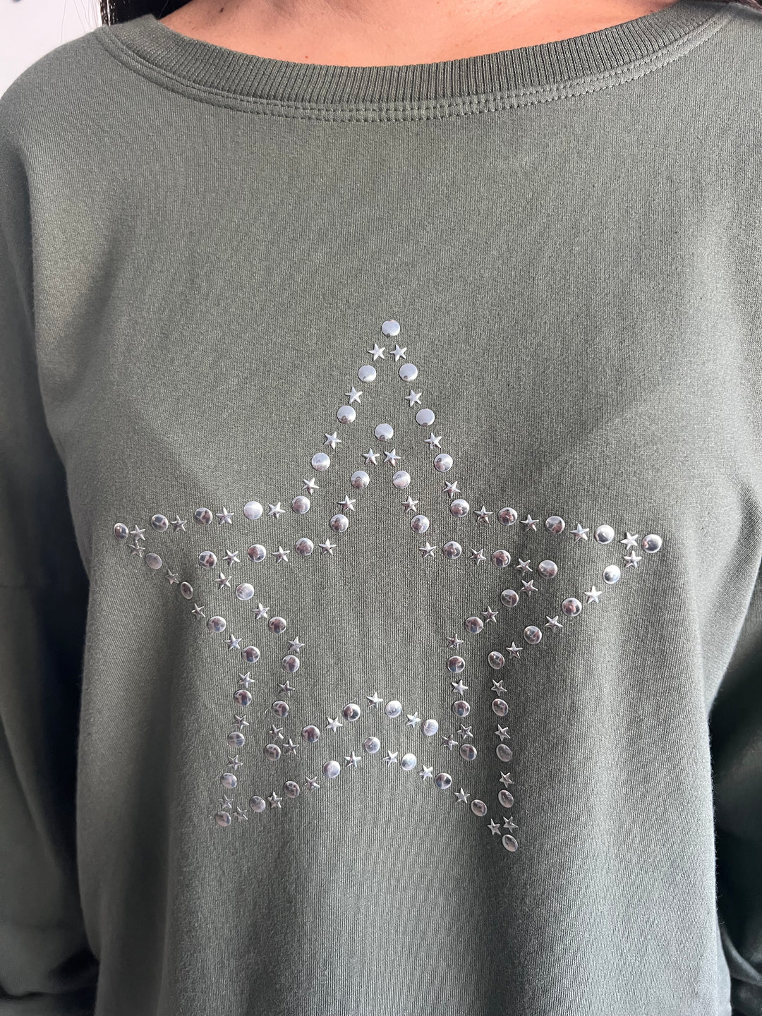 Sudadera Estrella verde militar