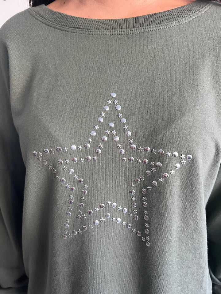 Sudadera Estrella verde militar