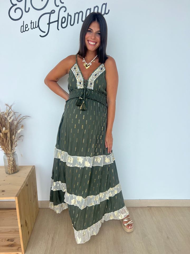 Vestido Kamala verde militar