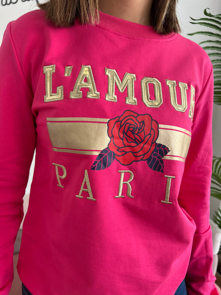Sudadera Amour fucsia