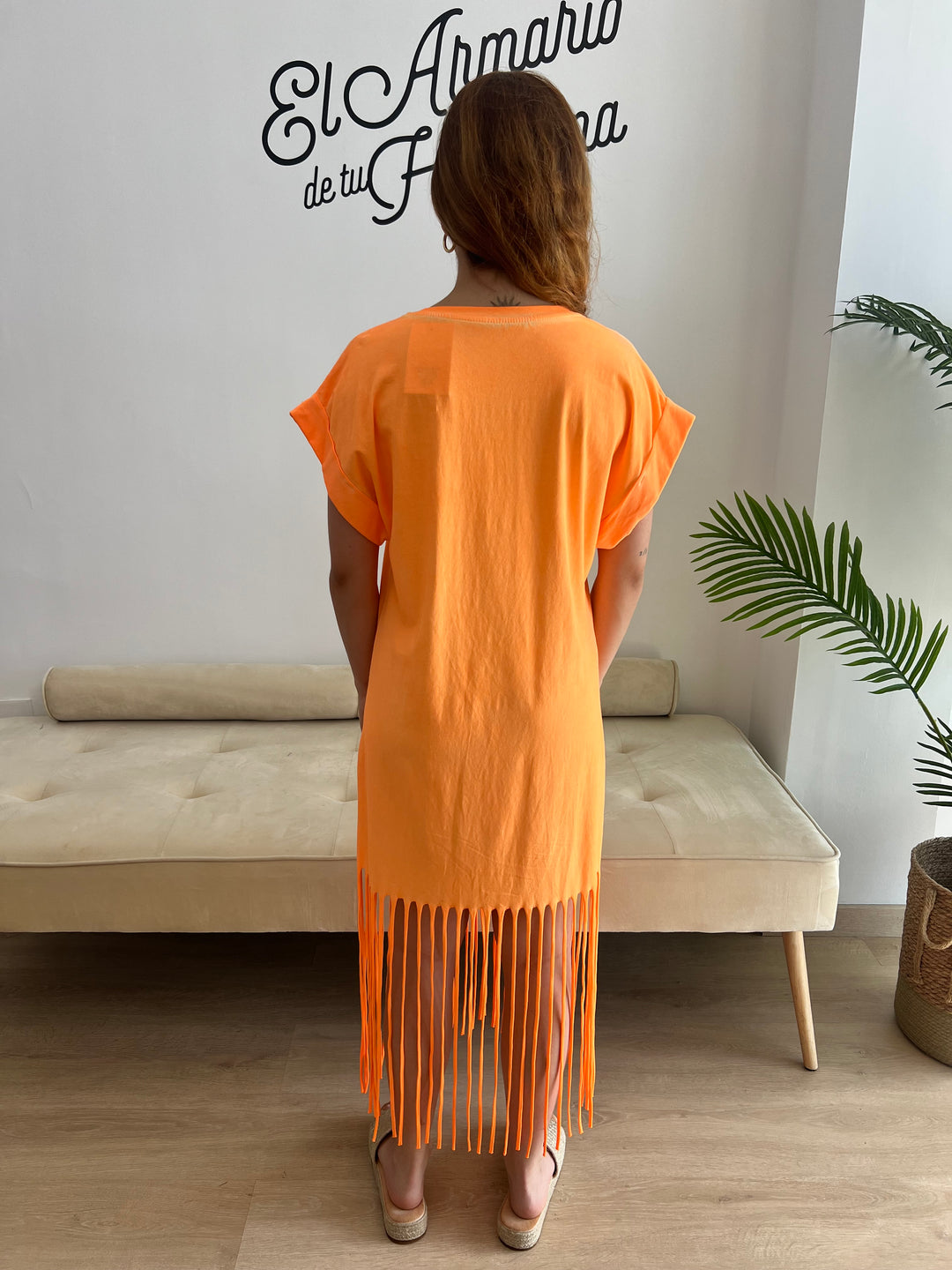 Vestido Flecos naranja