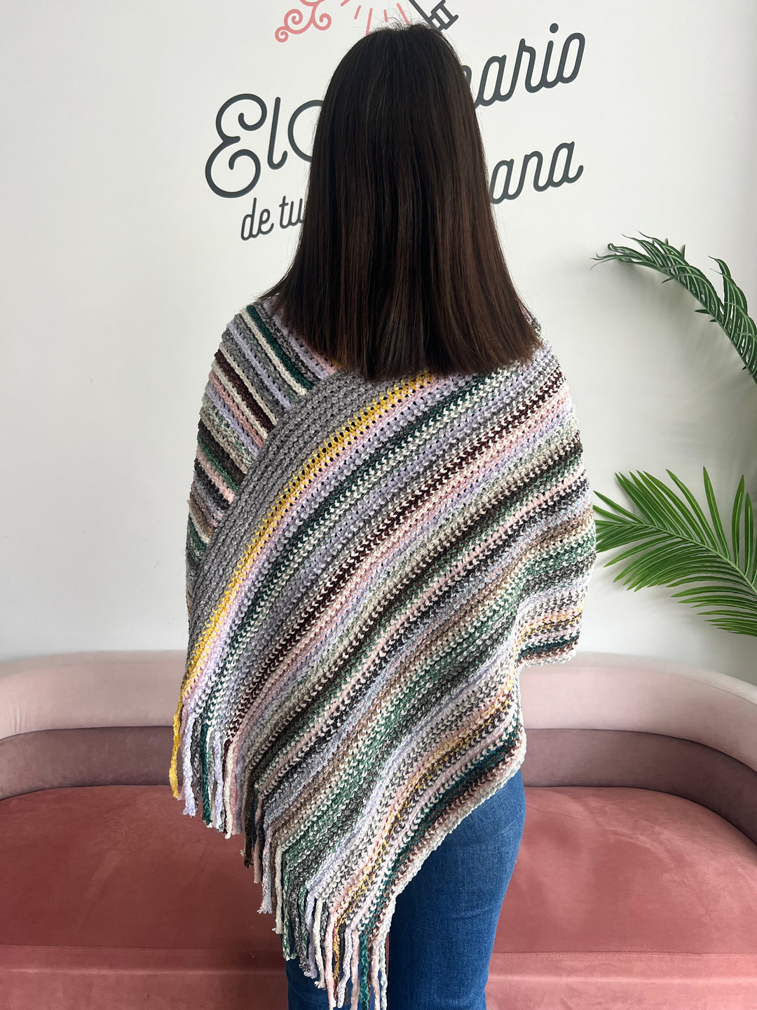 Poncho Ruth gris y amarillo