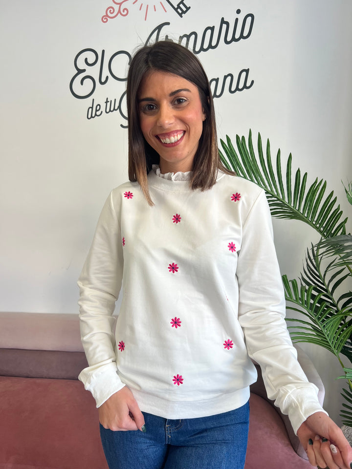 Sudadera Flowers blanco