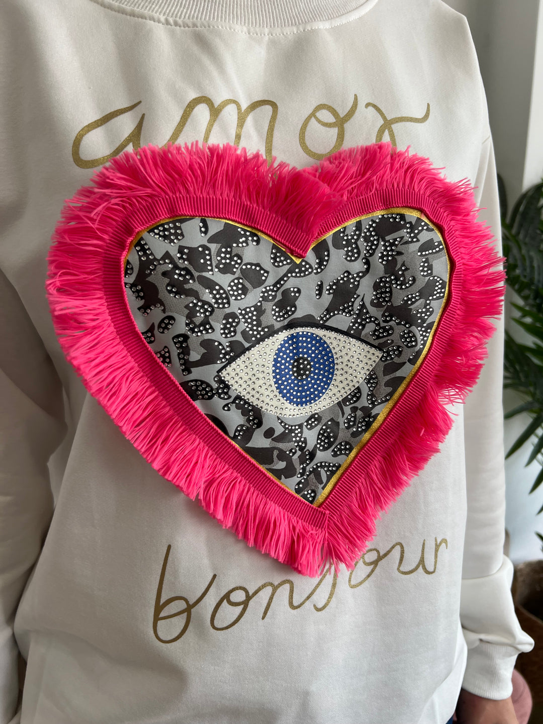 Sudadera Bonjour blanco