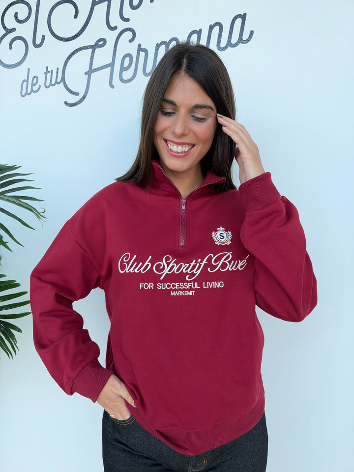 Sudadera Club burdeos