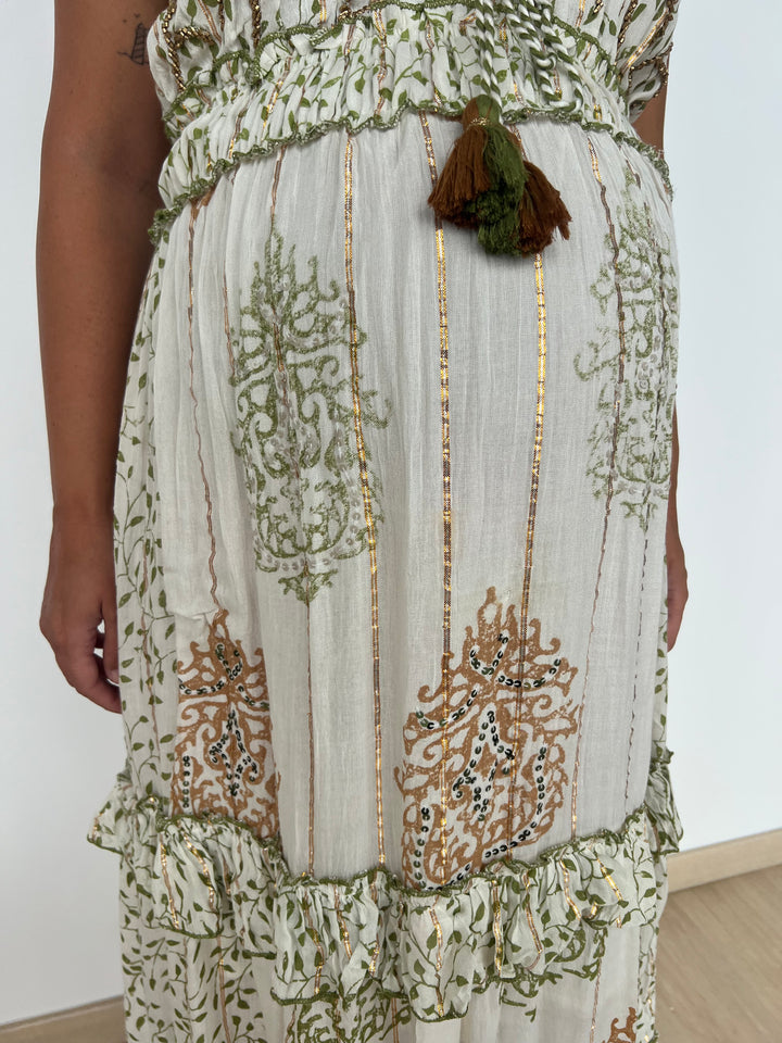 Vestido Isha militar y marrón