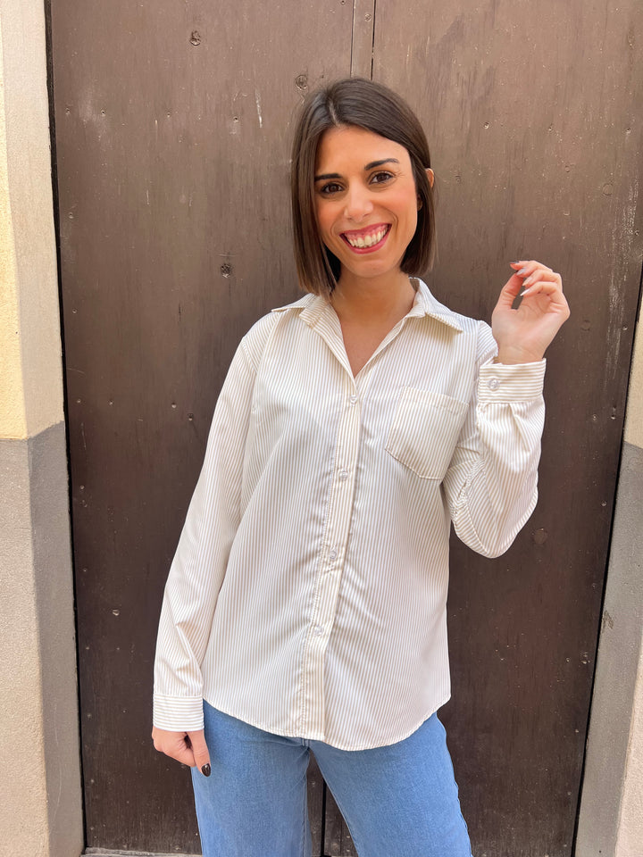 Camisa Rayas beige