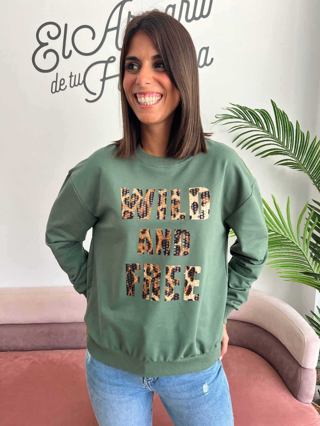 Sudadera Free verde militar