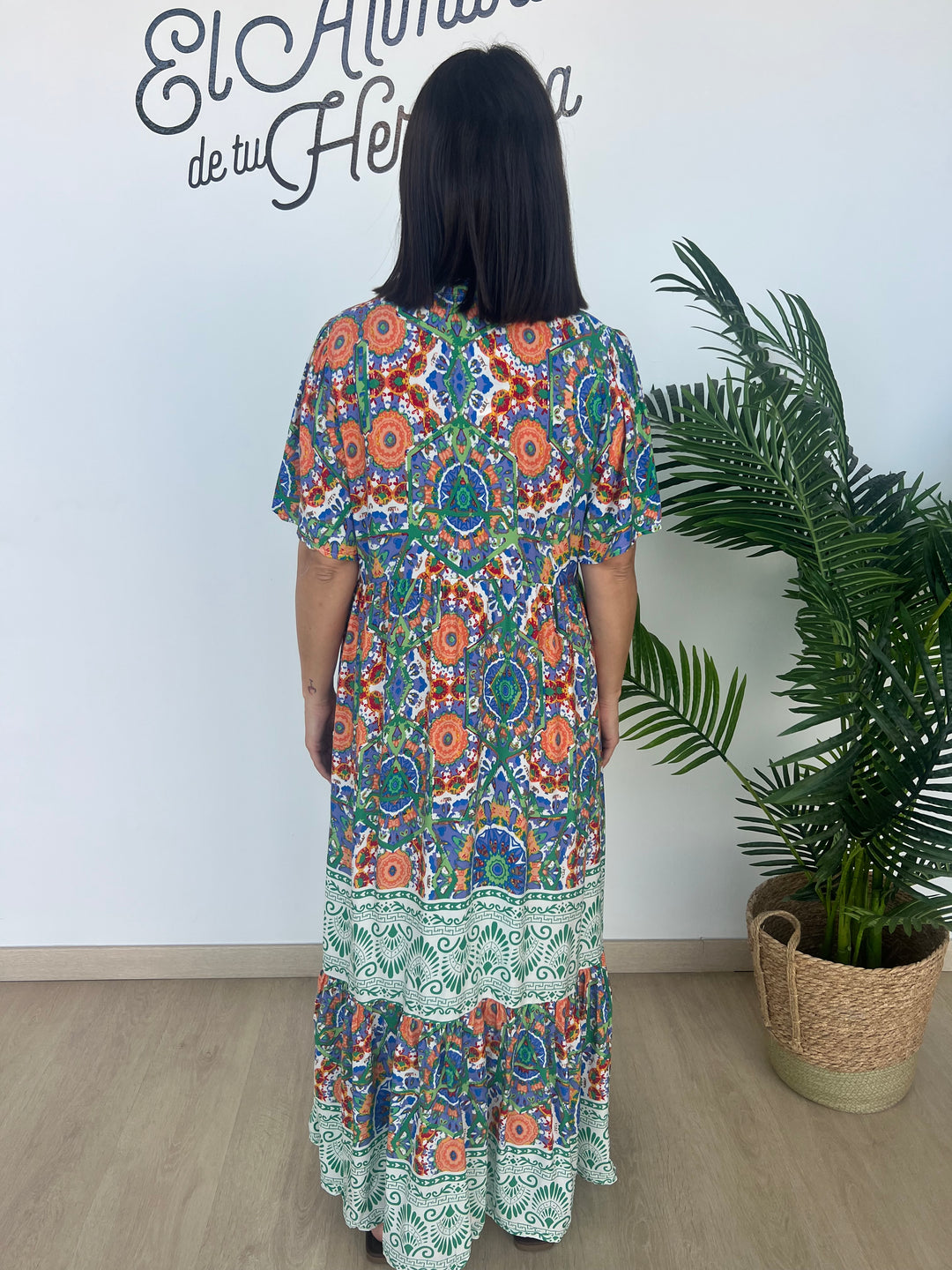 Vestido Azucena azul y verde