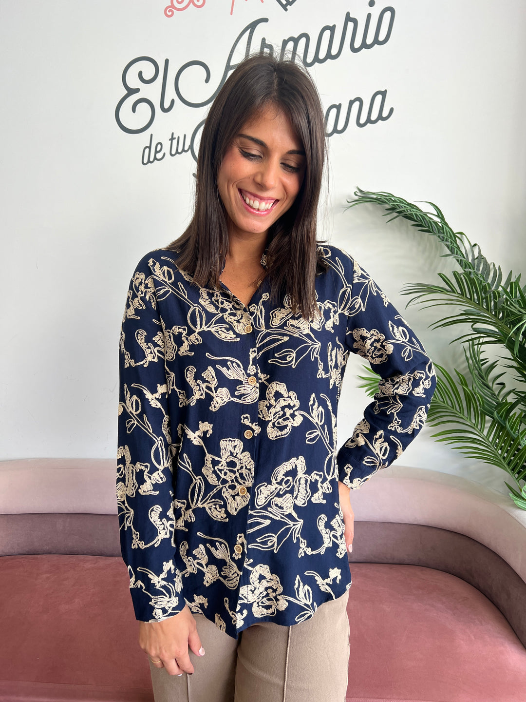 Camisa Alejandra azul marino