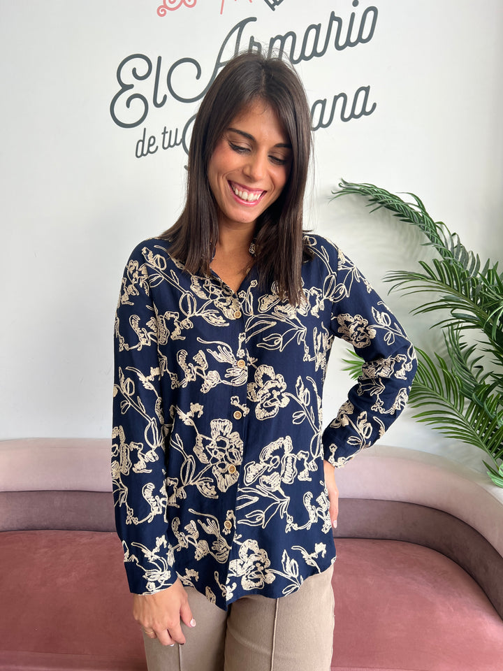 Camisa Alejandra azul marino