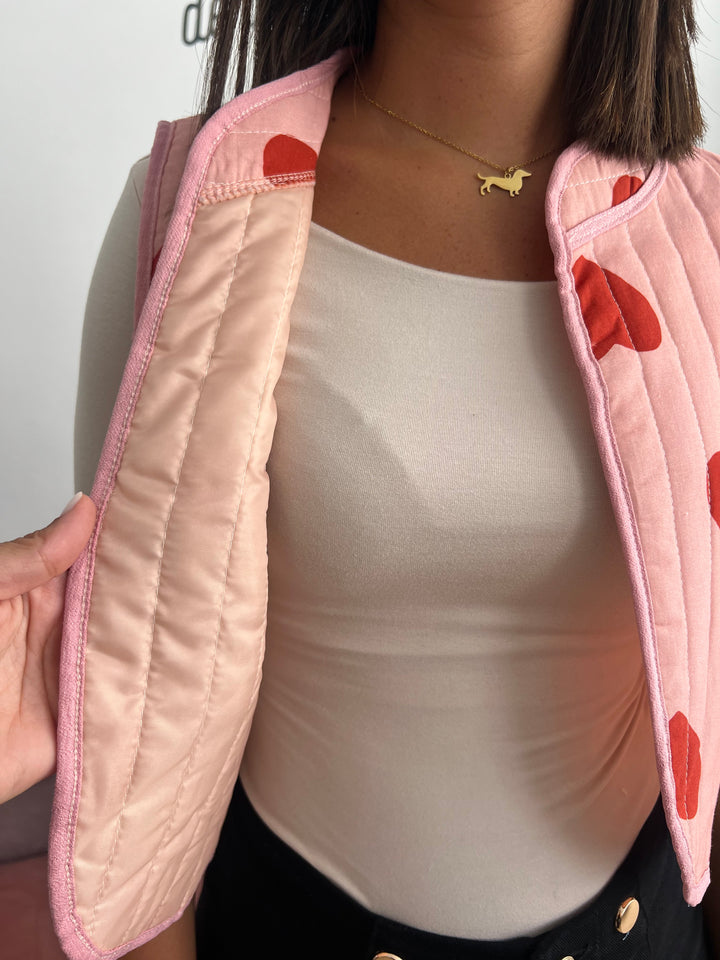 Chaleco Corazones rosa