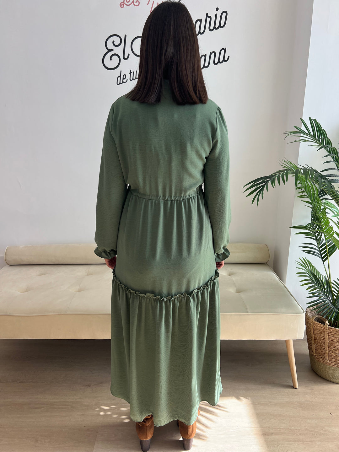 Vestido Hortensia verde militar