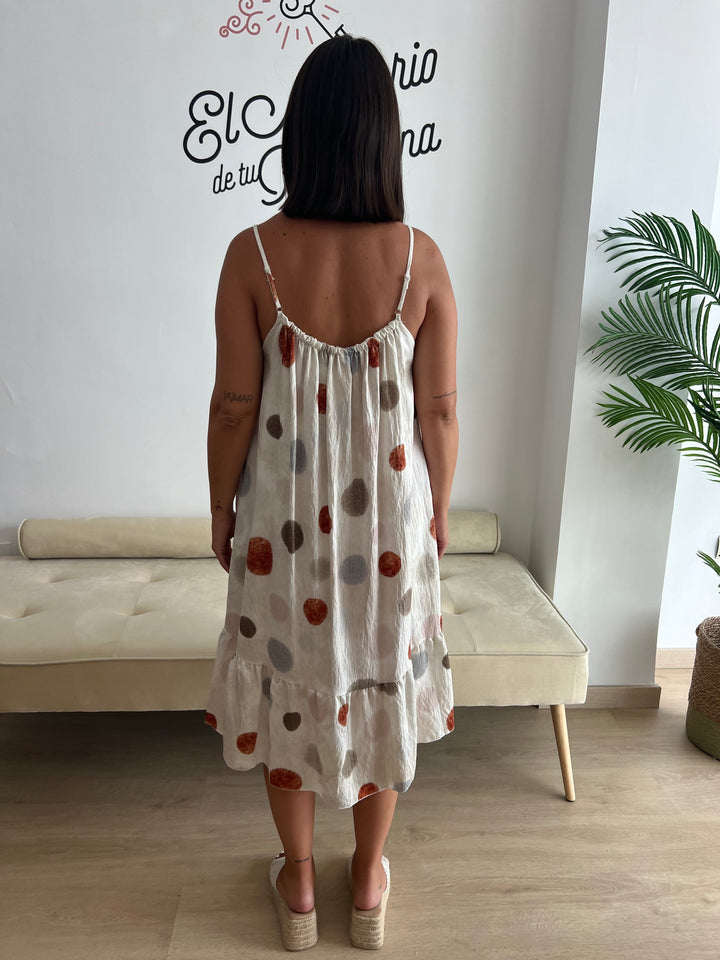 Vestido Damaris lunares teja