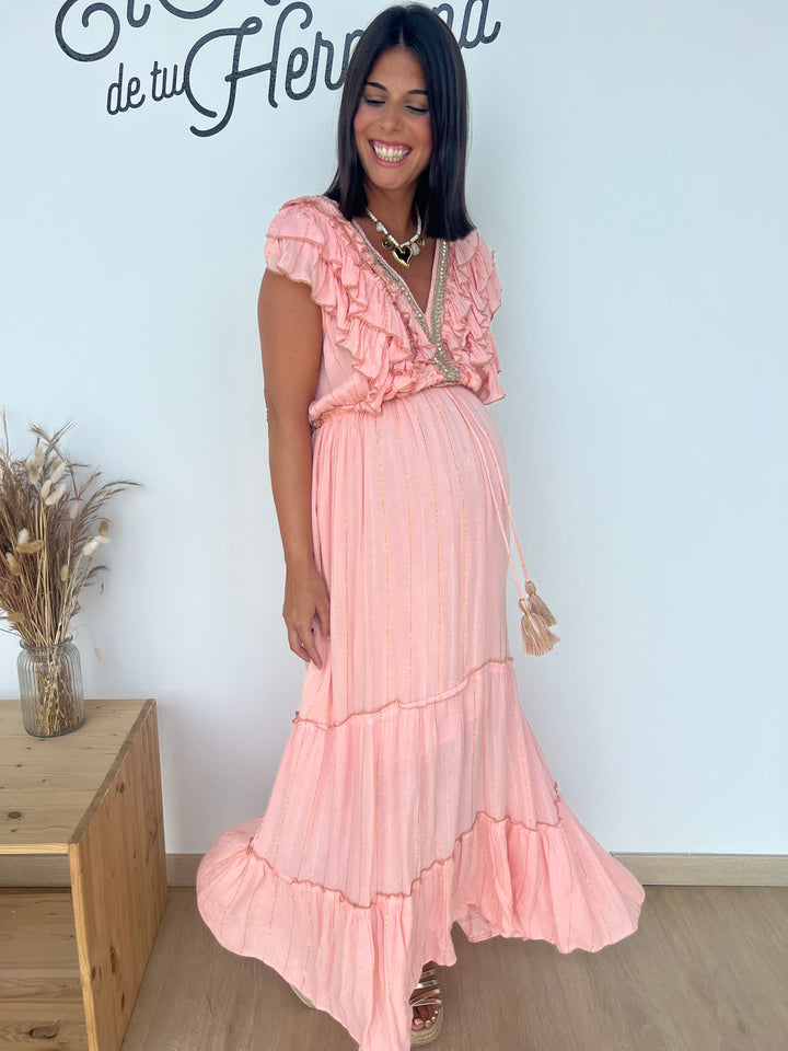 Vestido Saona largo rosa
