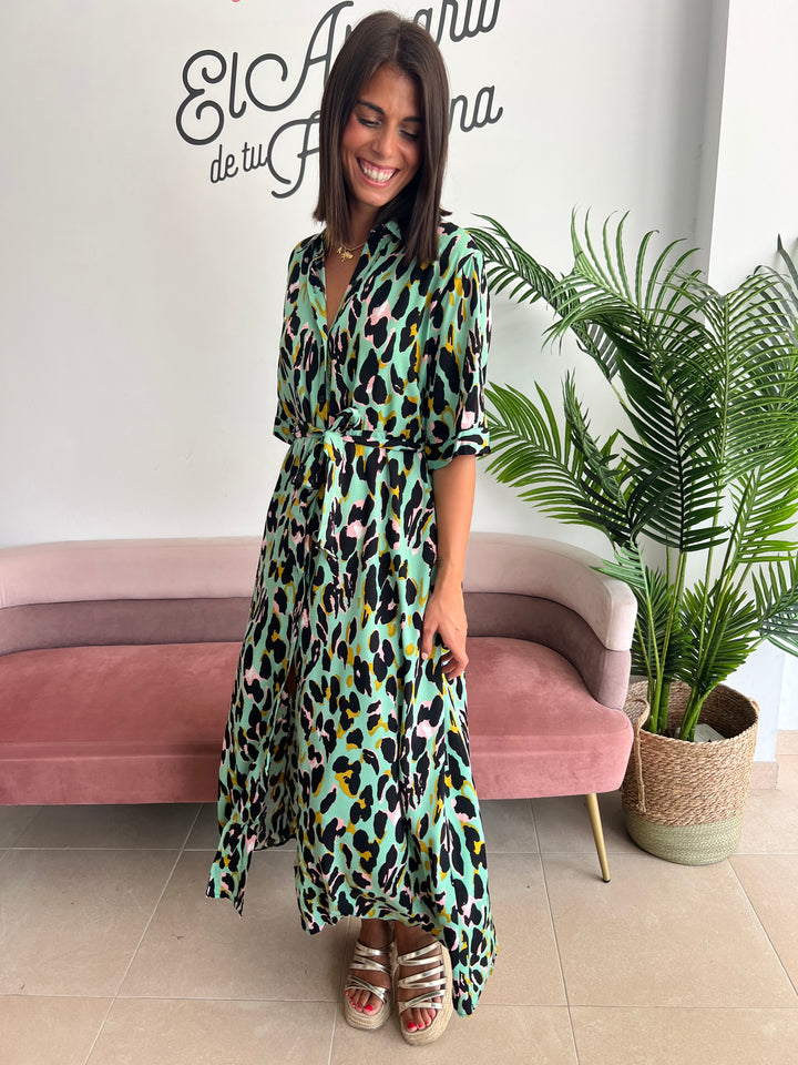 Vestido Carol Cinturón verde