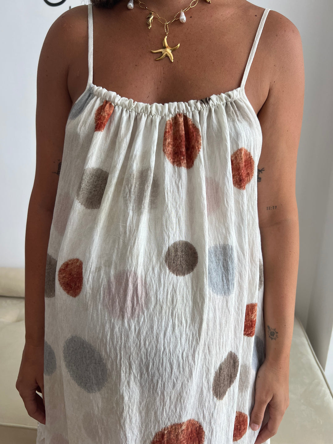 Vestido Damaris lunares teja