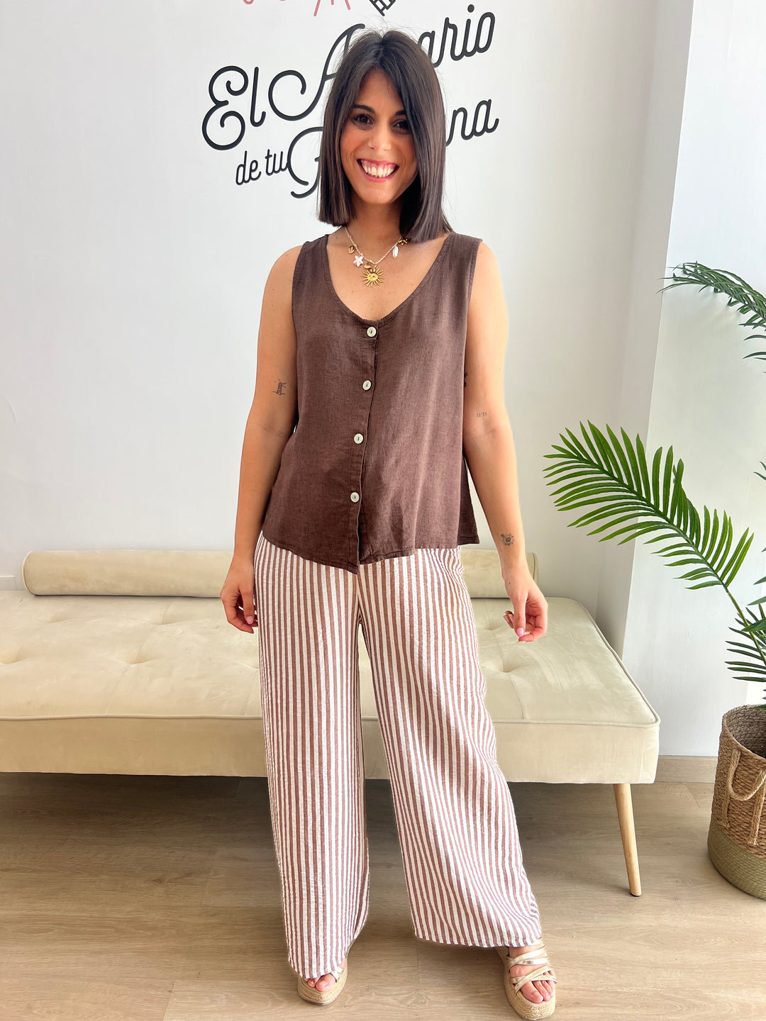 Pantalón Rayas marrón