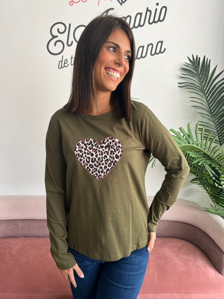 Camiseta Cuore verde militar