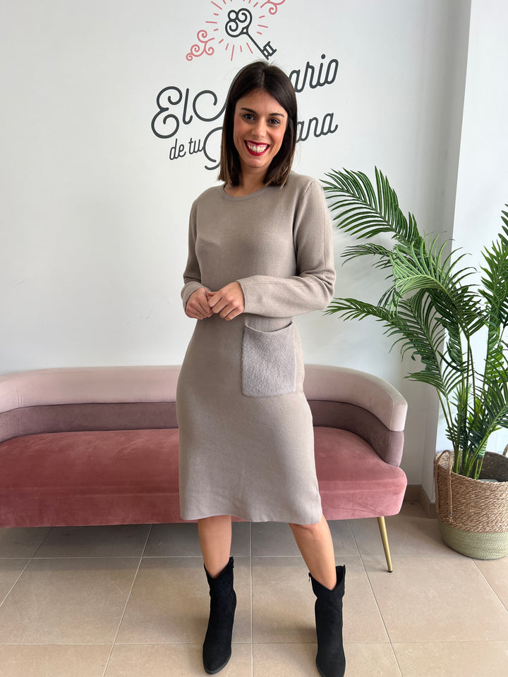 Vestido Bolsillo topo