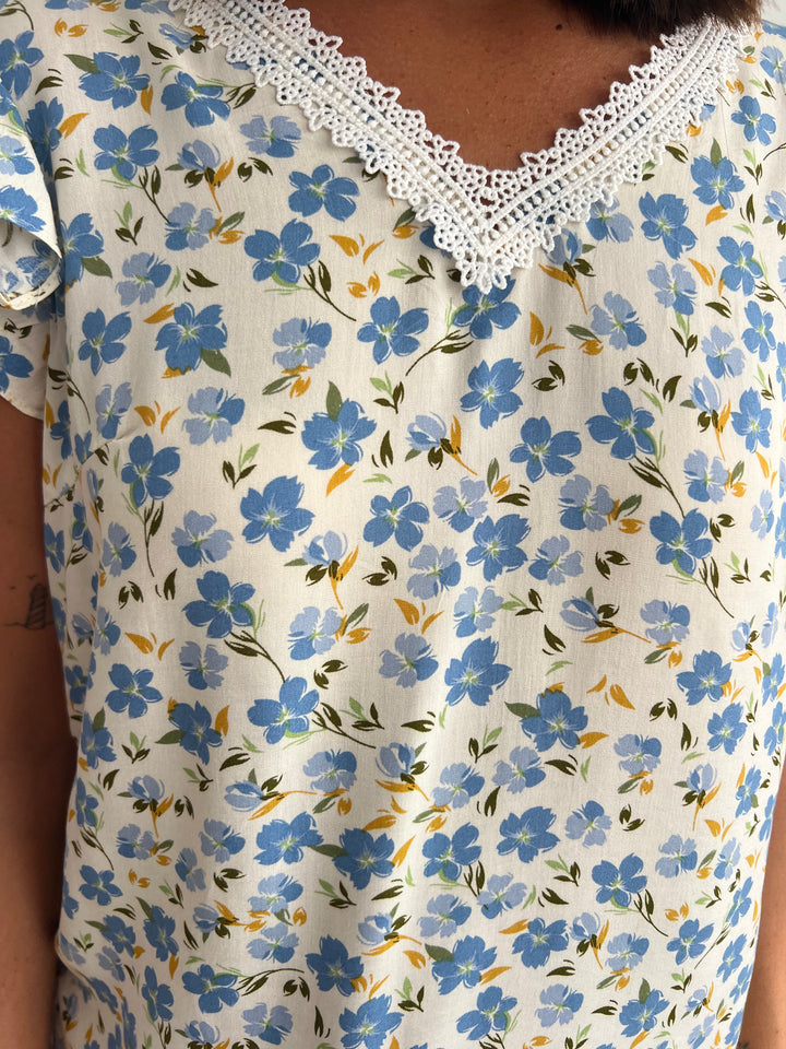 Blusa Flores azul