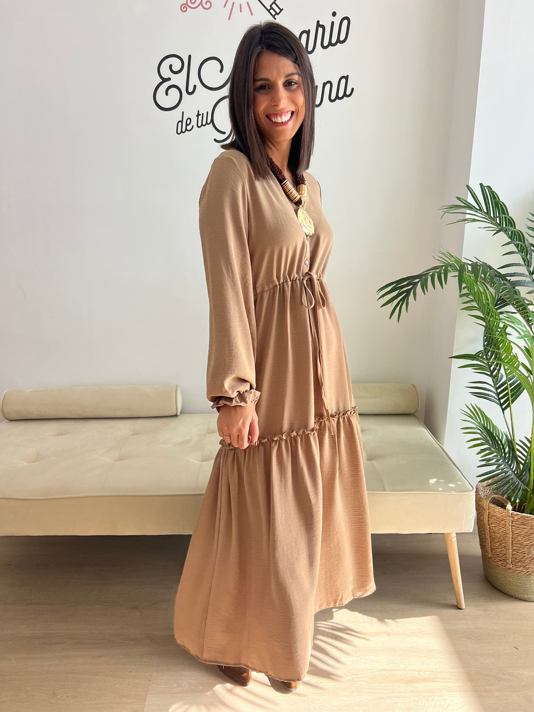 Vestido Hortensia beige