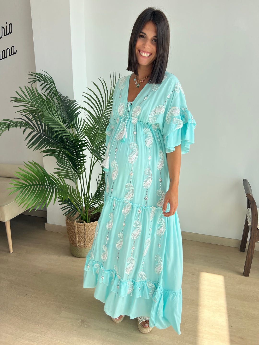 Vestido Malú turquesa