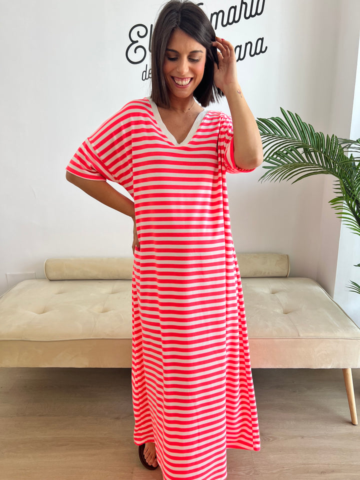 Vestido Rayas fucsia