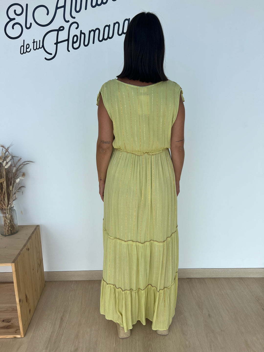 Vestido Saona largo pistacho