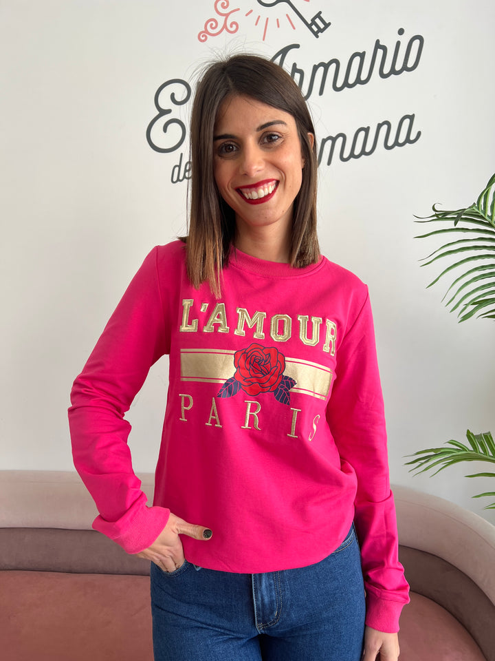 Sudadera Amour fucsia