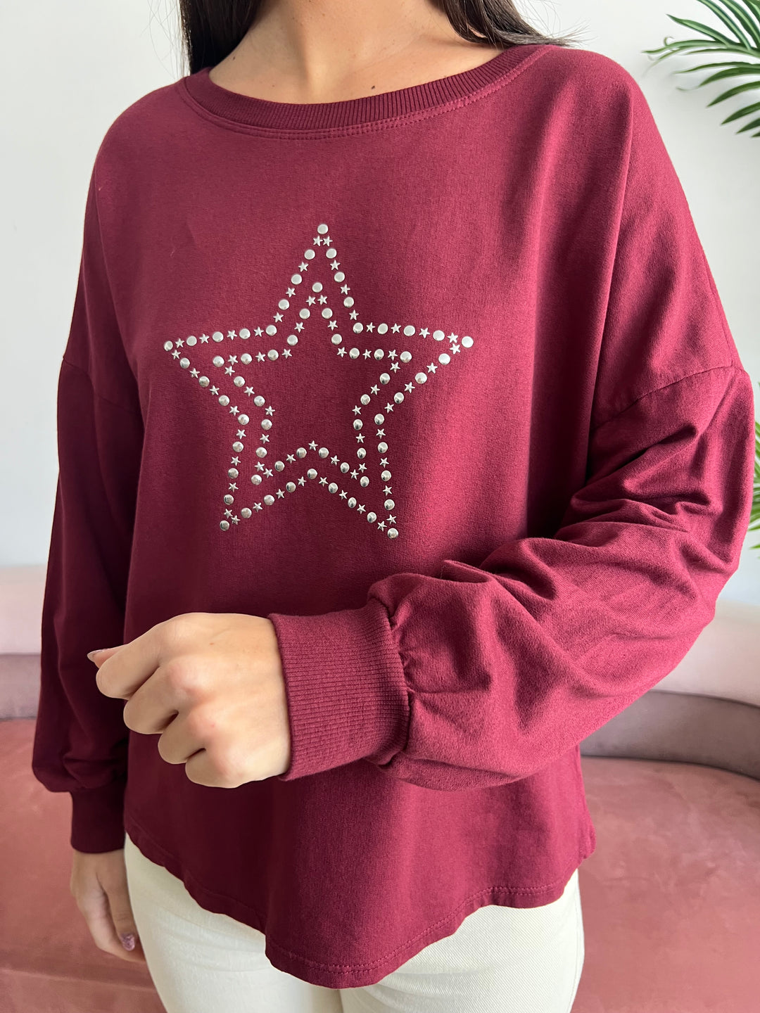 Sudadera Estrella Burdeos