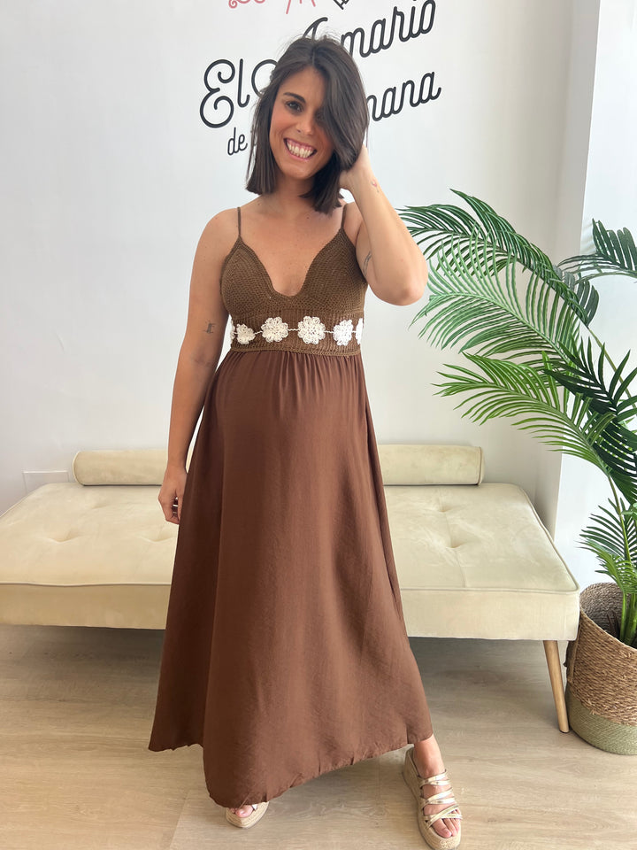 Vestido Flor marrón