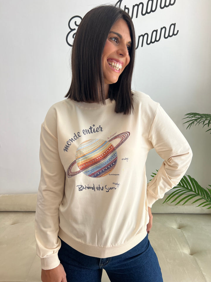 Sudadera Planeta beige