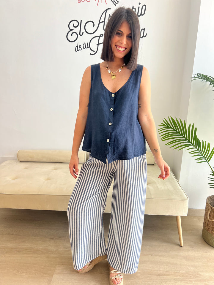 Pantalón Rayas azul marino