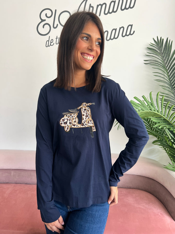 Camiseta Vespa azul marino