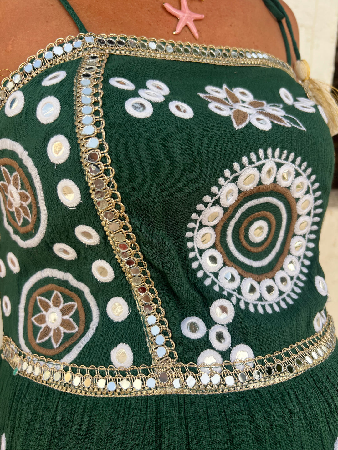 Vestido Boho verde oscuro