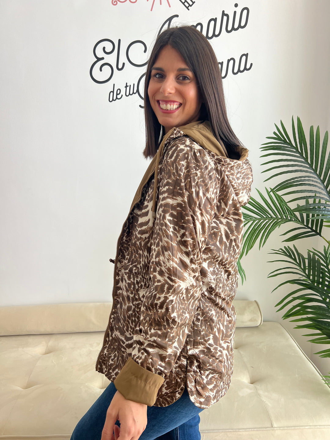 Chaqueta Reversible Leopardo miel