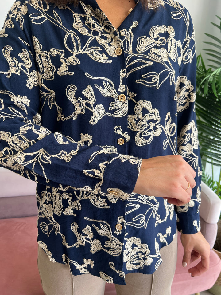 Camisa Alejandra azul marino