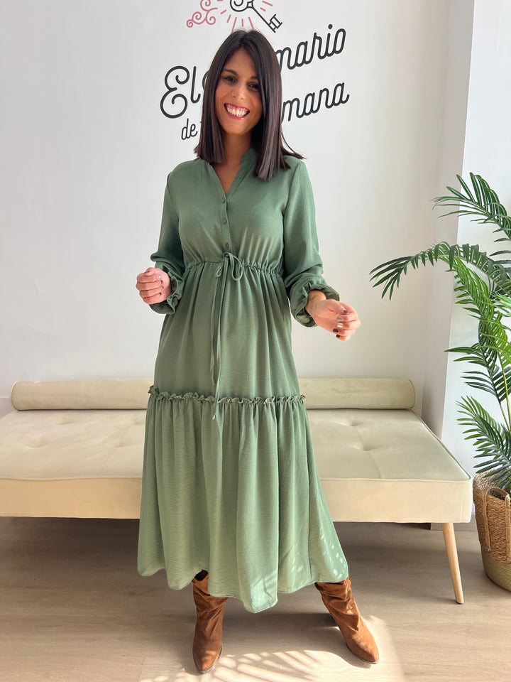 Vestido Hortensia verde militar