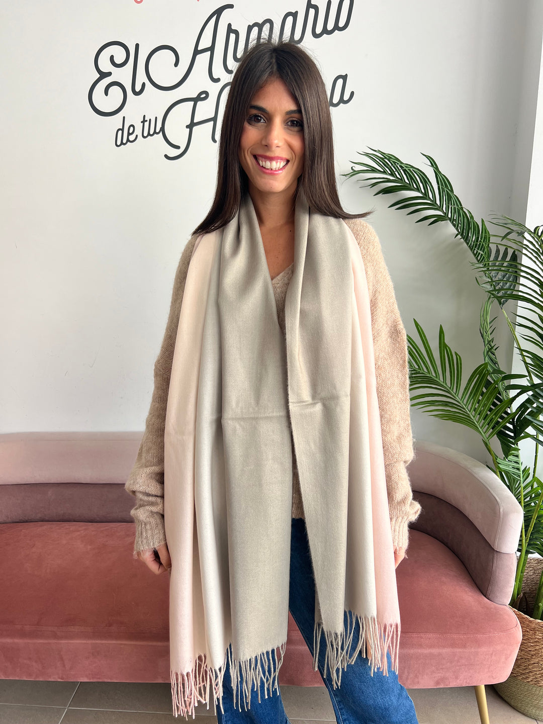 Bufanda Degradada verde-rosa