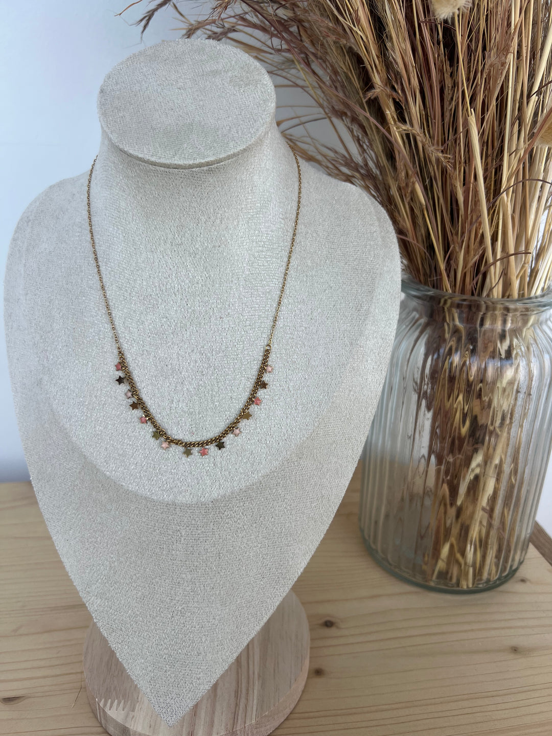 Collar multi stars rosa(acero)