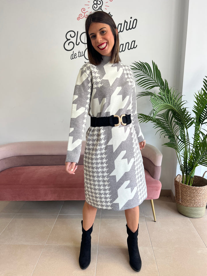 Vestido Pata Gallo gris