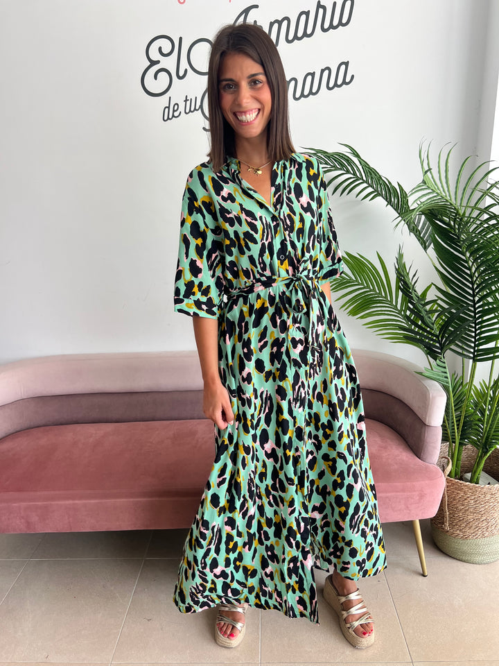 Vestido Carol Cinturón verde