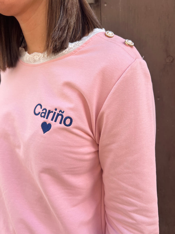 Sudadera Cariño rosa