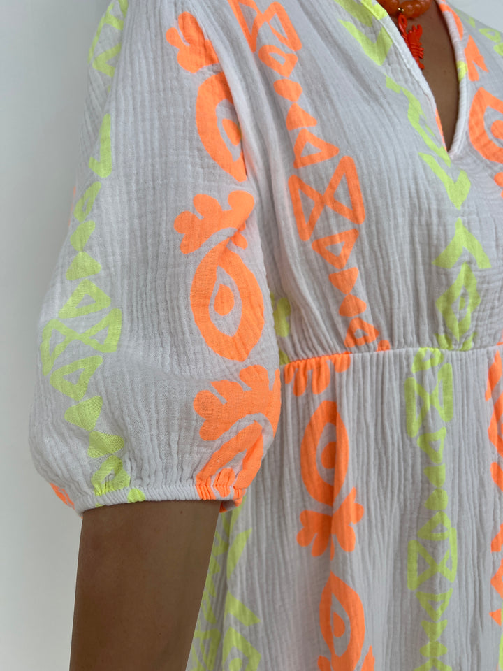 Vestido Kalea amarillo y naranja