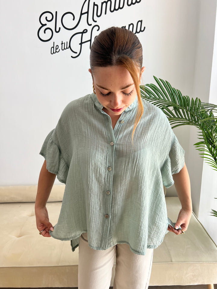 Camisa Sara aguamarina