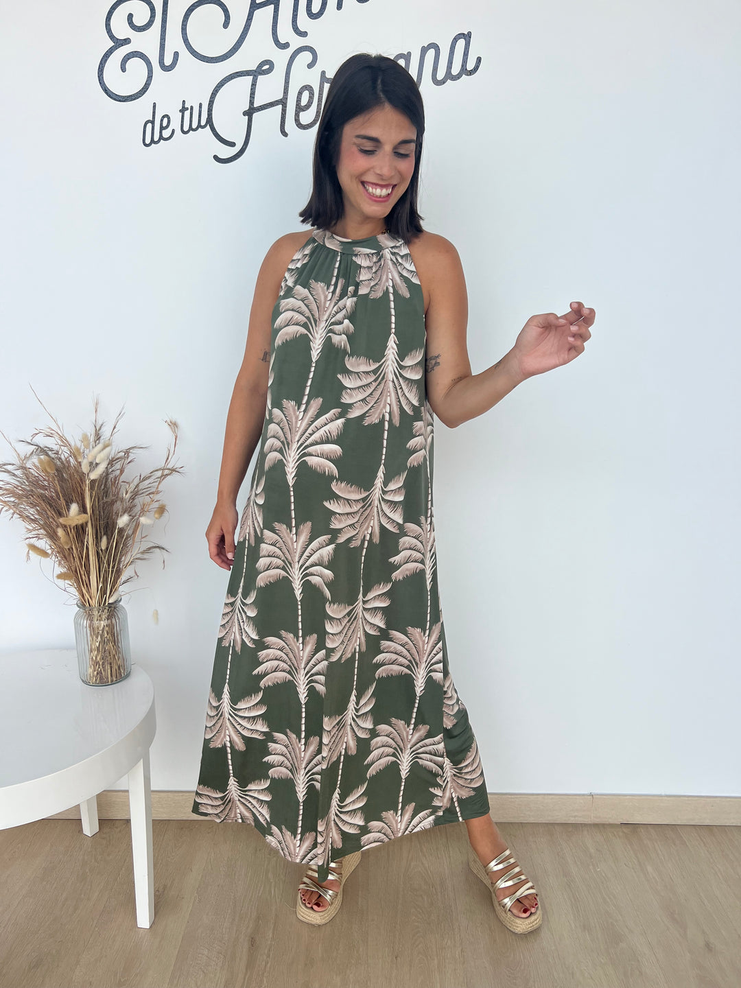 Vestido Paula verde militar