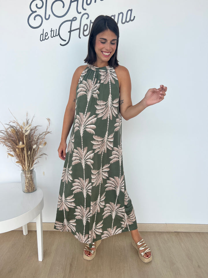 Vestido Paula verde militar