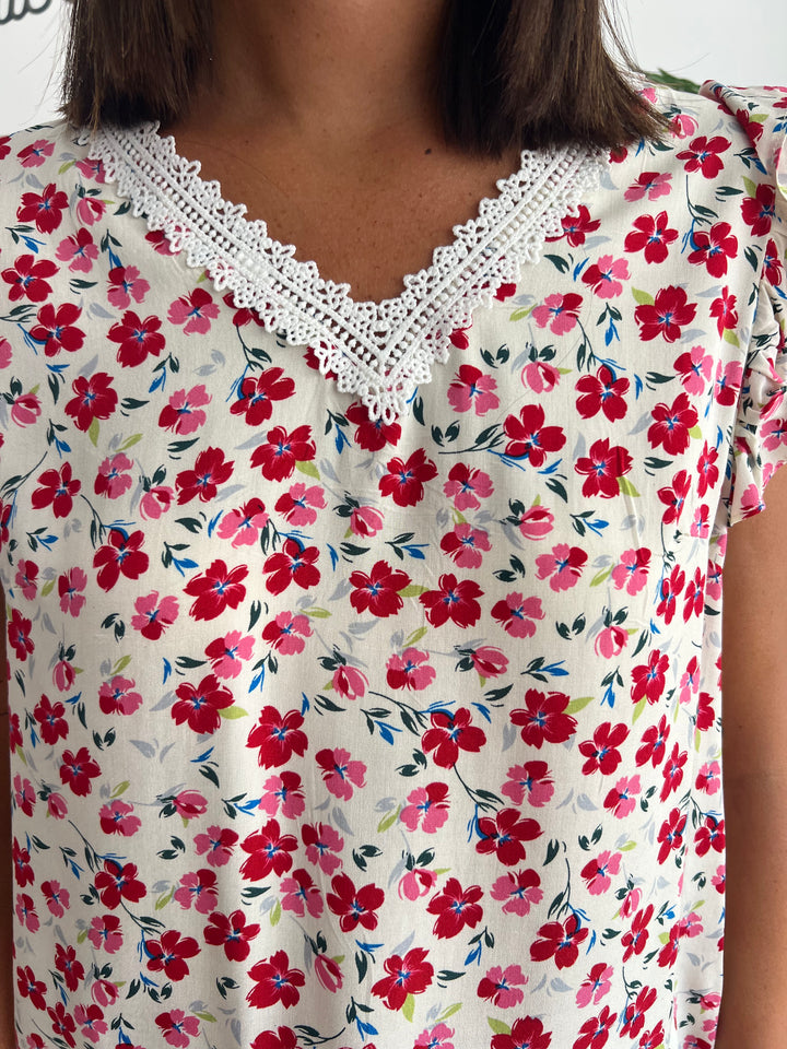 Blusa Flores rosa